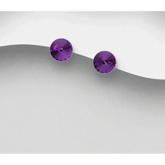 925 Sterling Silver Circle Set with Fine Austrian crystals - Picture 3 of 12